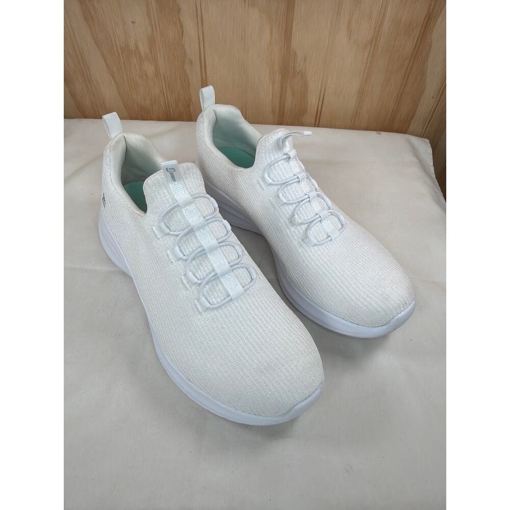 Skechers Sport Charlie 2.0 Slip On Sneakers White Stretch Lace Womens 8